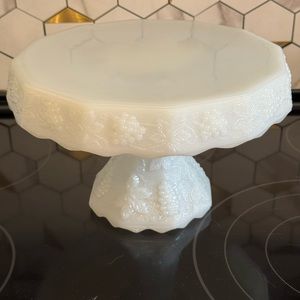 Milk Glass Pedestal Cake Plate